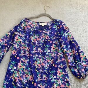 Cooper & Ella purple floral long sleeve blouse in a size small
